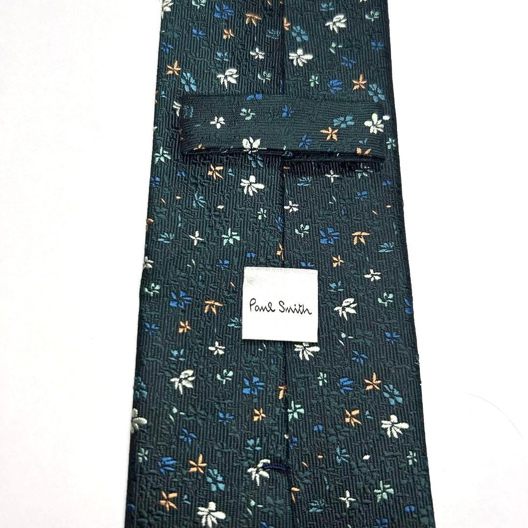 美品 ポールスミス ネクタイ シルク 花柄 ボタニカル柄 ダークグリーン 日本製