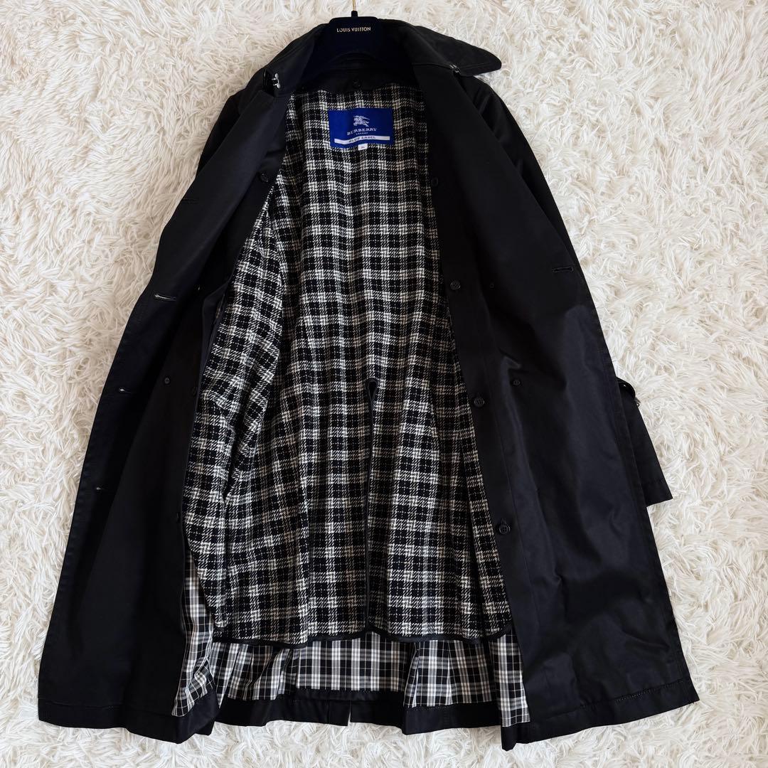 美品　バーバリーブルーレーベル　トレンチコート　ノバチェック　ライナー　黒　S