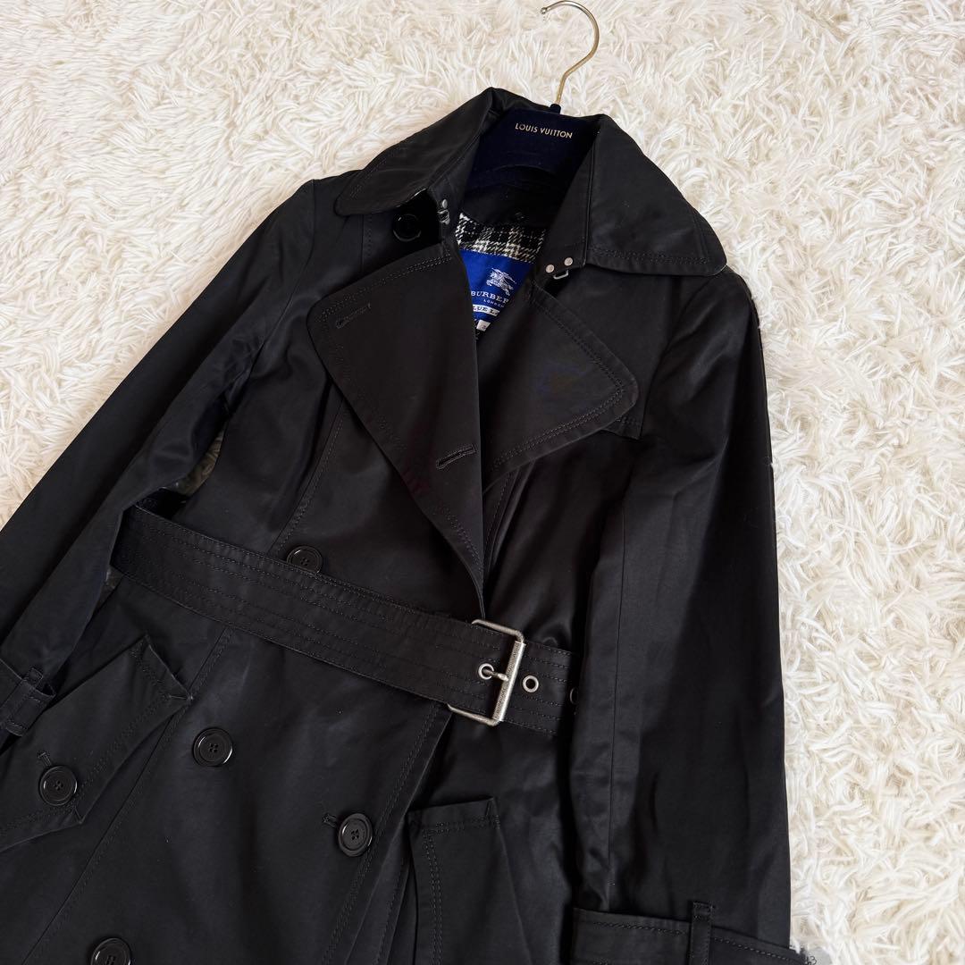 美品　バーバリーブルーレーベル　トレンチコート　ノバチェック　ライナー　黒　S