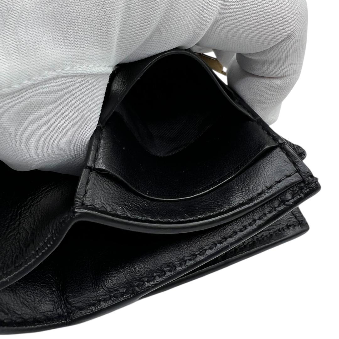 こんけー　BOTTEGA VENETA　黒　カセット レザー三つ折り財布