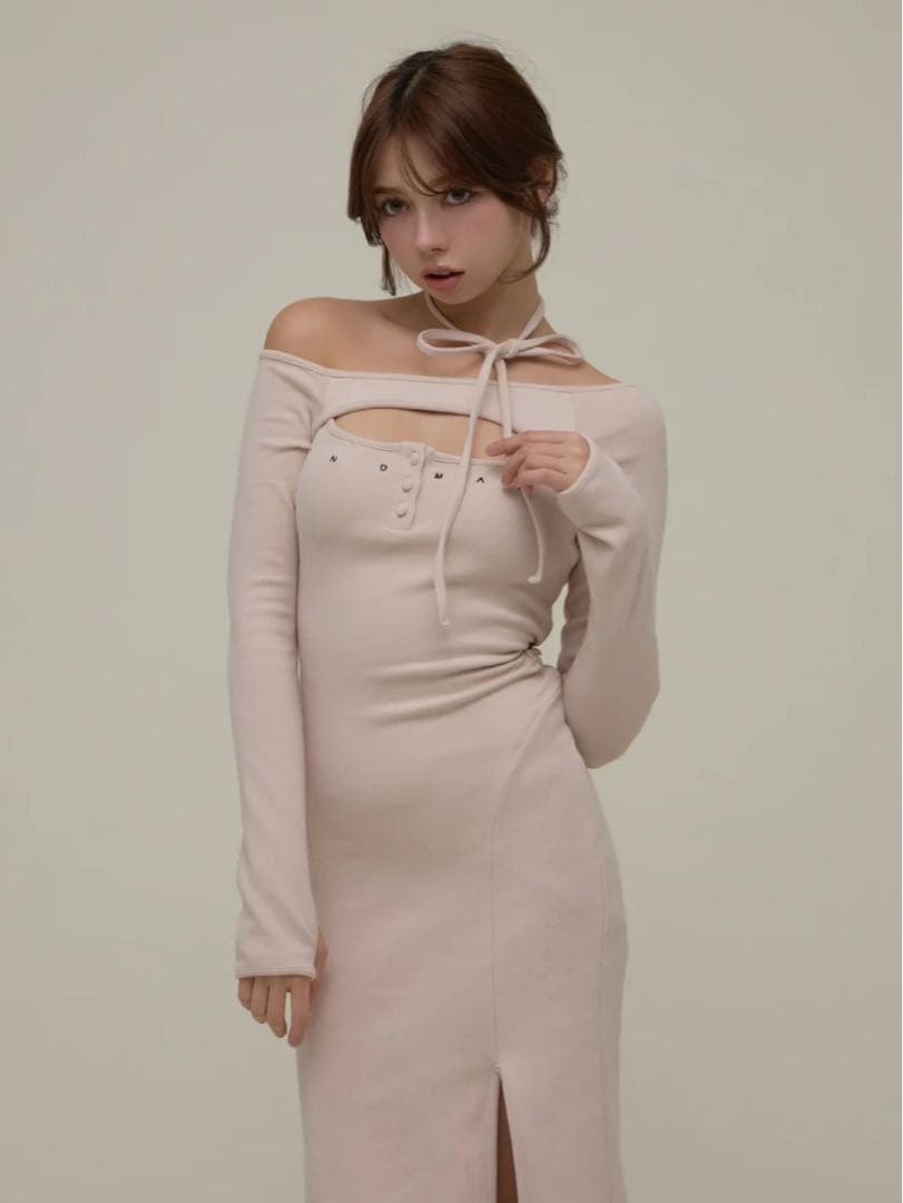 ワンピース andmary Laia oneshoulder dress pink