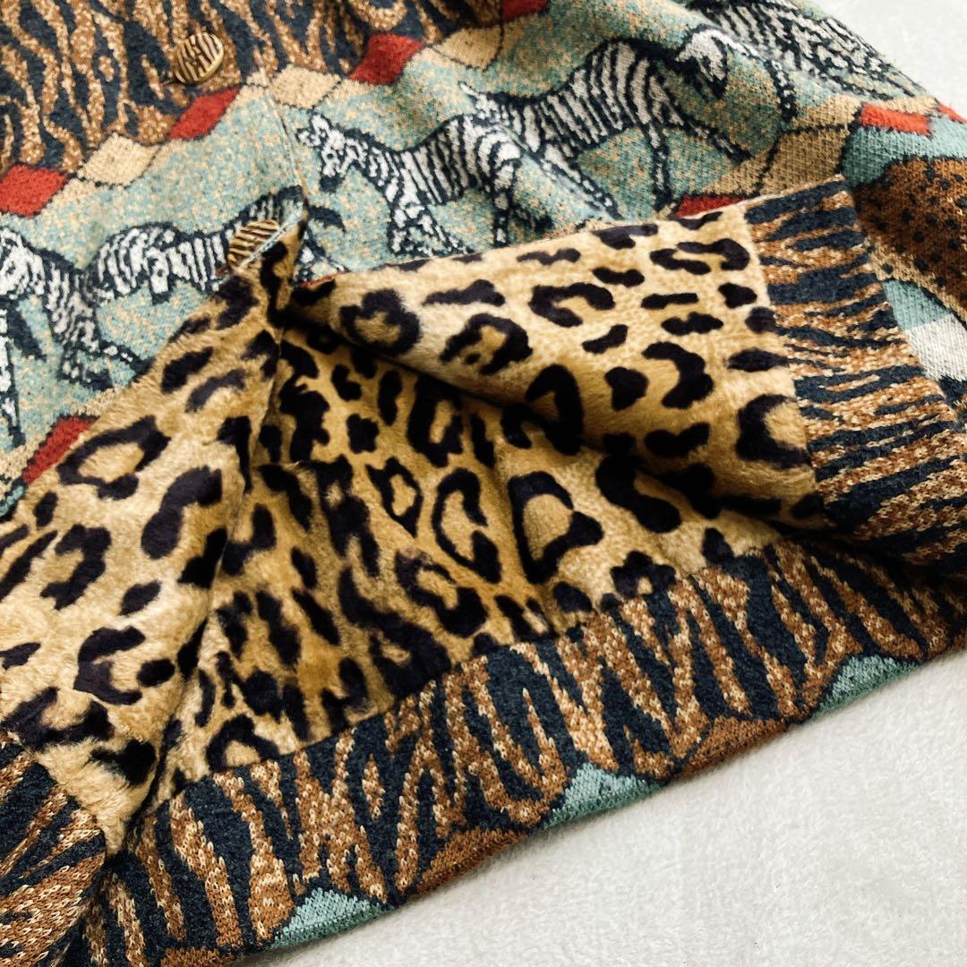 大きいサイズ/レリアン★ビッグシルエット アニマル 総柄 フーデッドロングコート