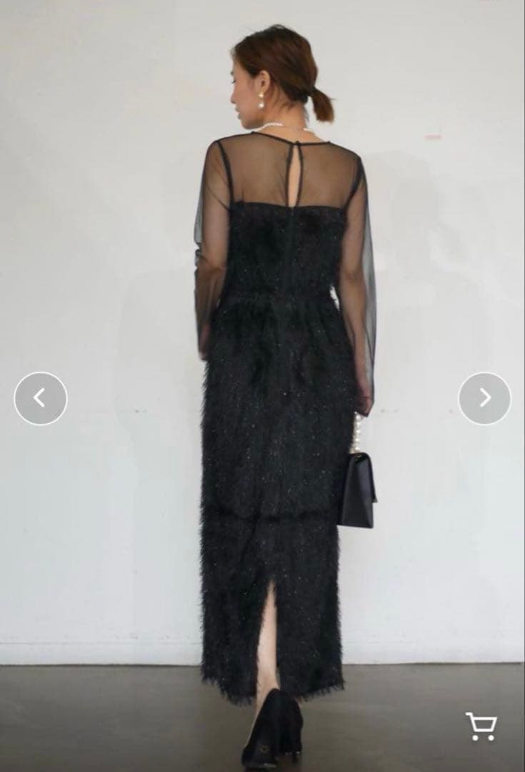 glitter shaggy dress ブラック