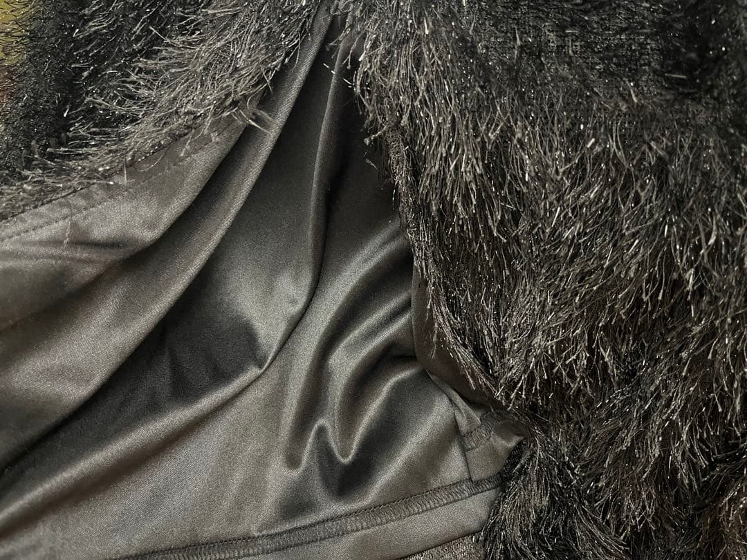 glitter shaggy dress ブラック