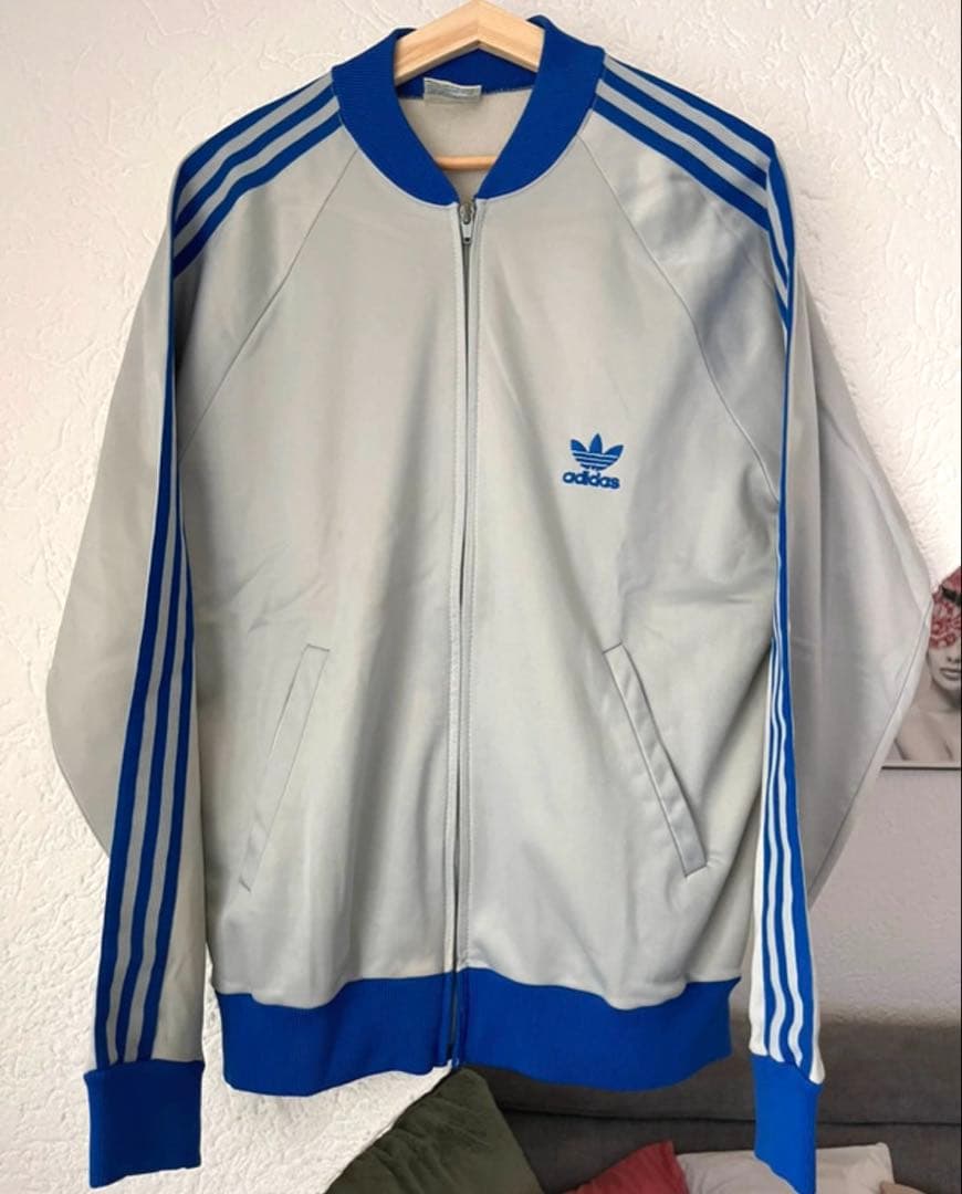 【ドイツ購入】80s adidas ジャケット 青×銀 ATP USA製