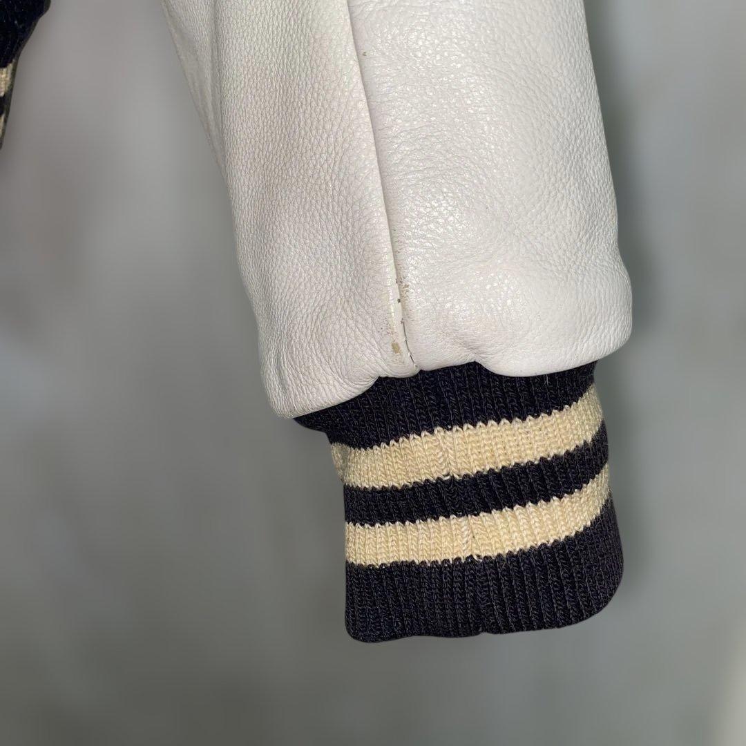 90s ゴールデンベア Golden Bear 袖レザー　スタジャン　M