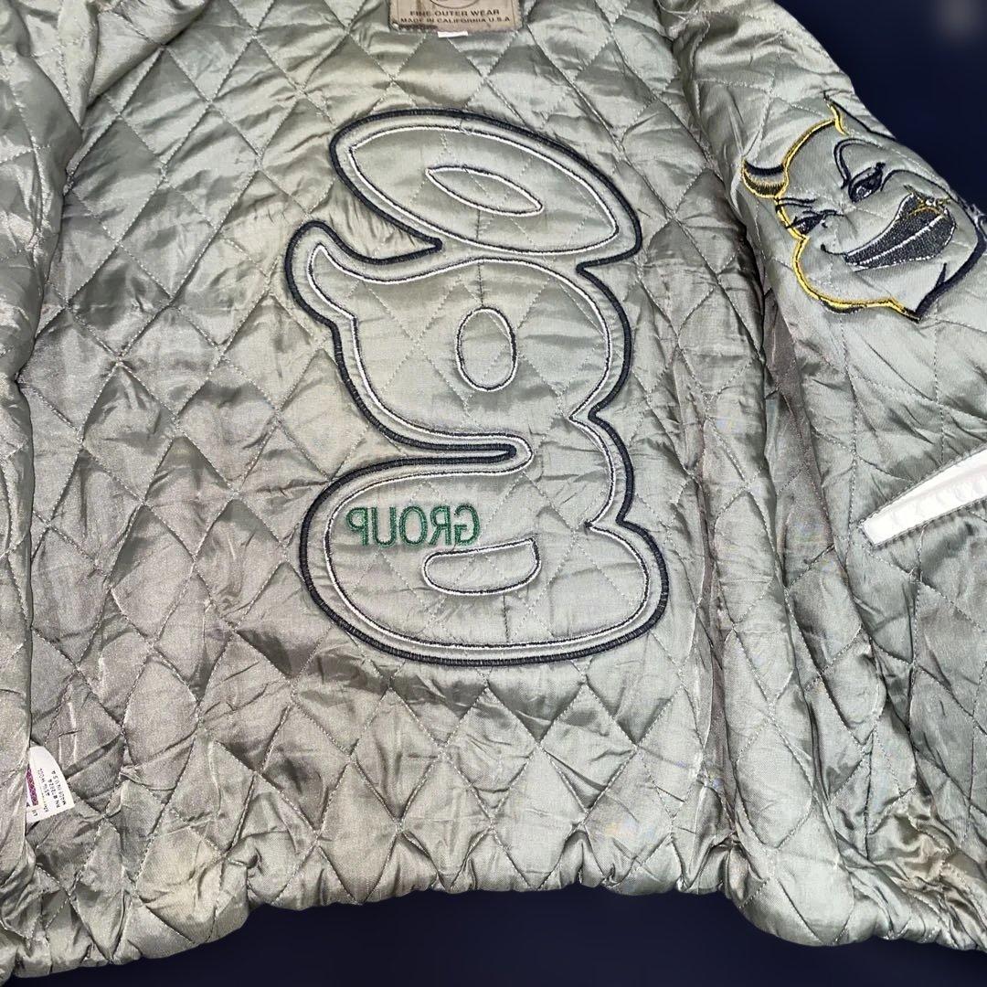 90s ゴールデンベア Golden Bear 袖レザー　スタジャン　M