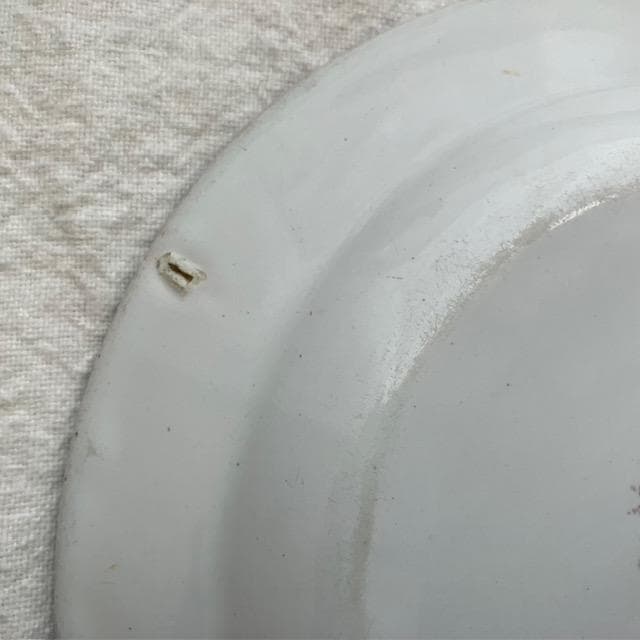 印あり◆美品◆19世紀南仏青い花リム皿ムスティエレリーフオクトゴナルキュノワール