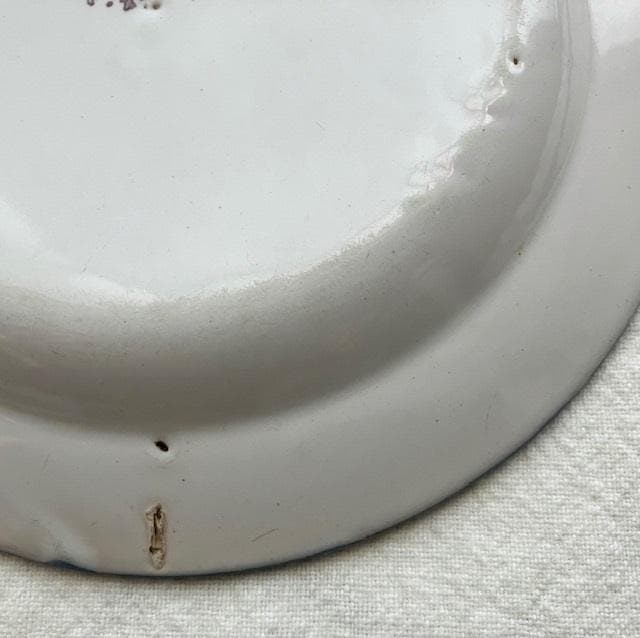 印あり◆美品◆19世紀南仏青い花リム皿ムスティエレリーフオクトゴナルキュノワール