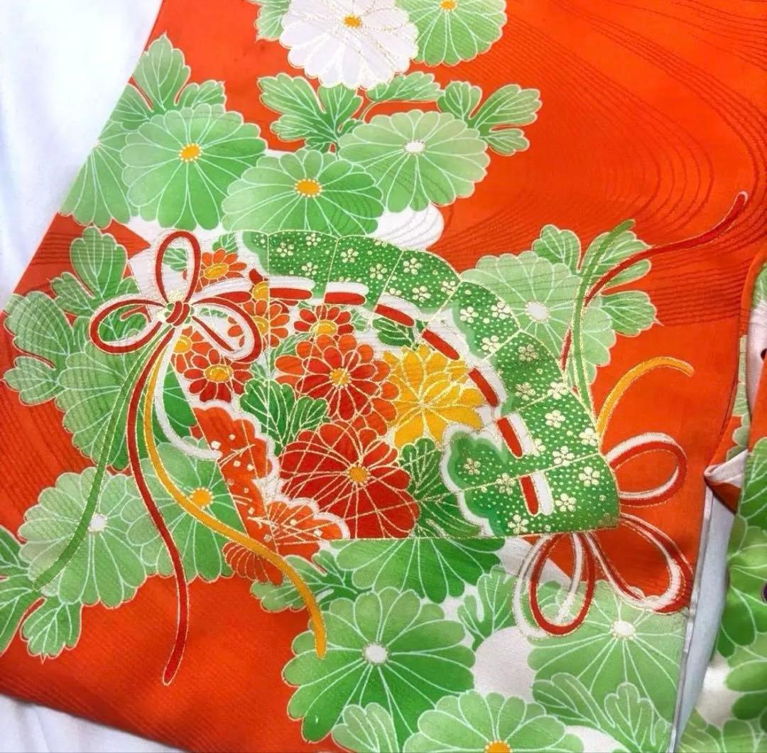 本日限定 七五三直前特別割引！お宮参り 七五三 3歳 着物セット 花柄 扇子柄