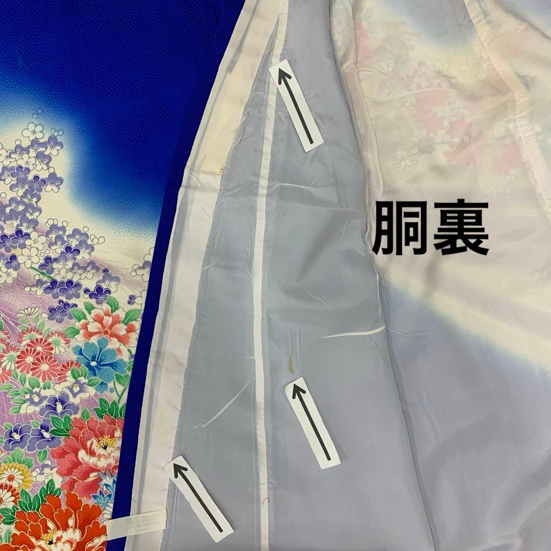 507agu23□七五三 7歳 女児 着物＆袋帯 金駒刺繍 花車□美品