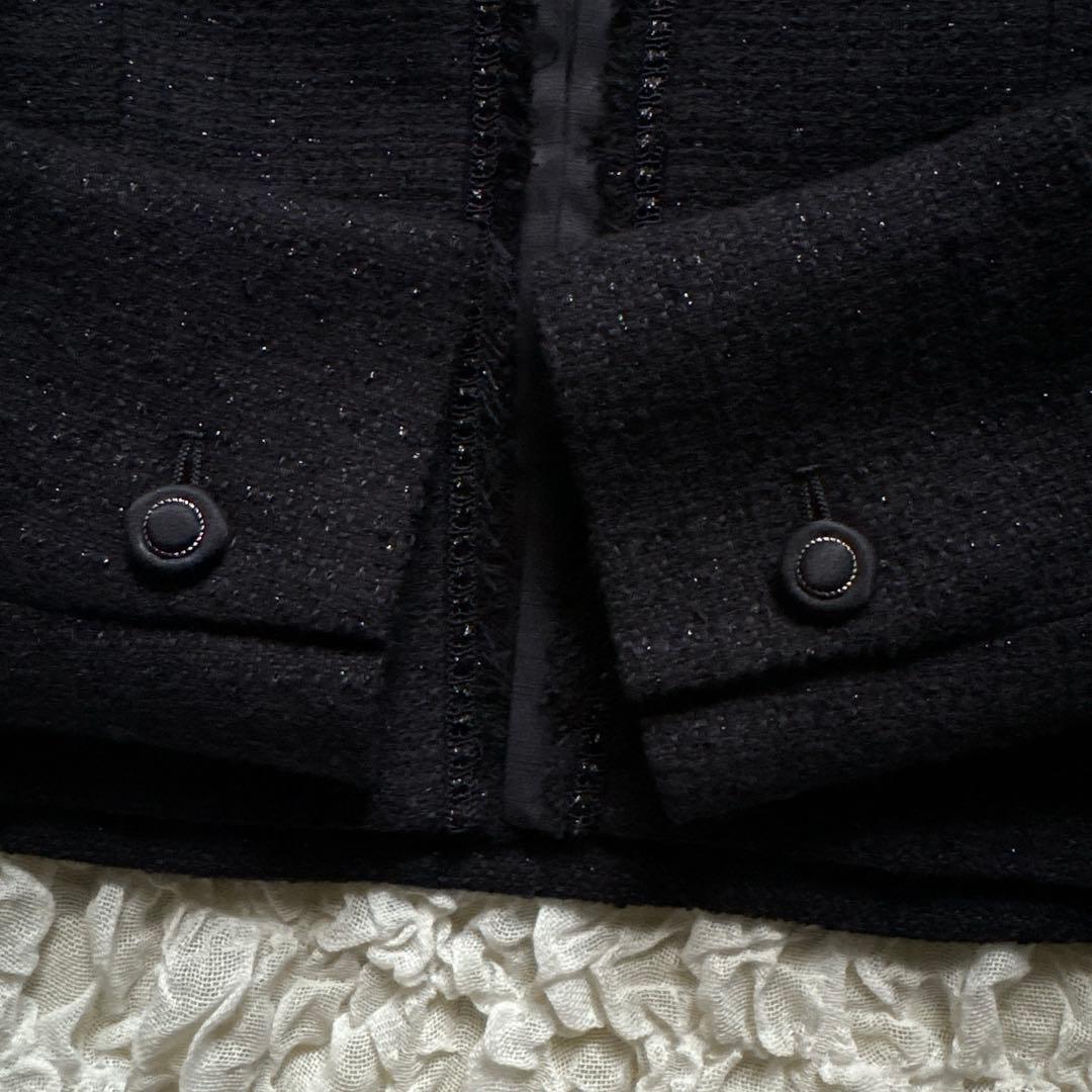 新品【希少サイズ】23区 ノーカラージャケット ツィード ラメ フォーマル