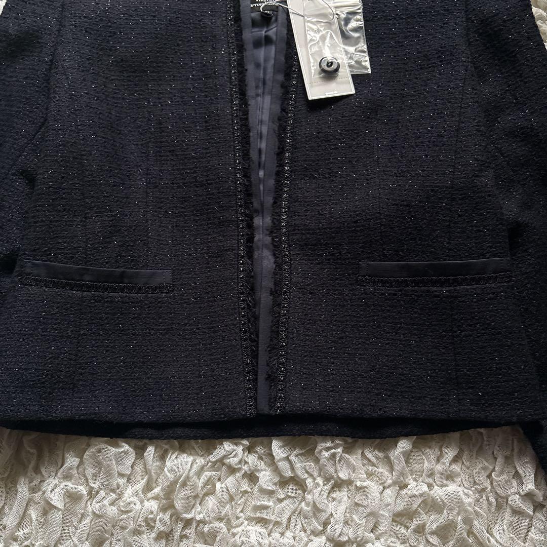 新品【希少サイズ】23区 ノーカラージャケット ツィード ラメ フォーマル