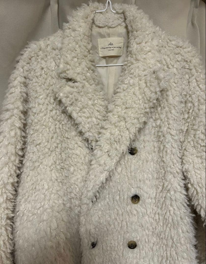 Acka poodle boa long coat ホワイト 2 即日発送