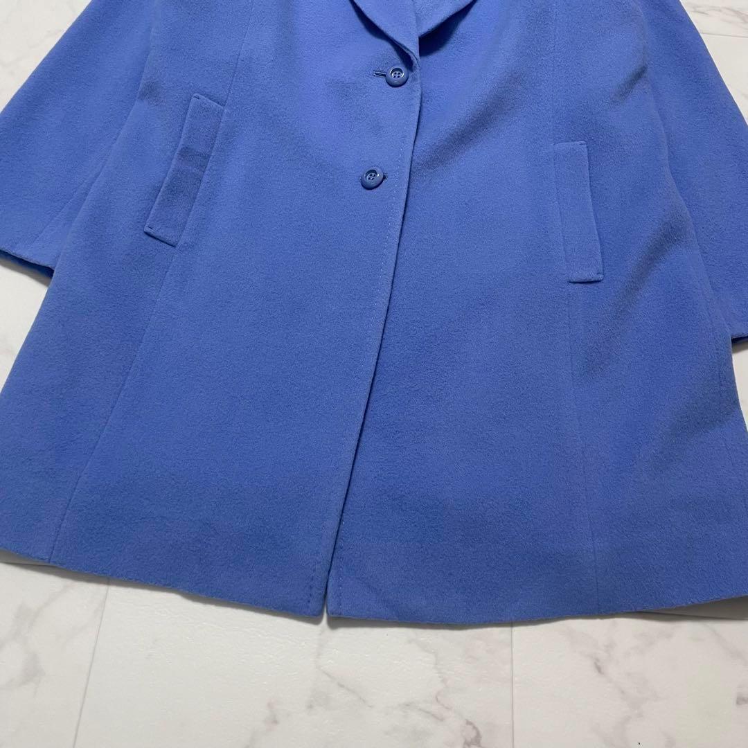 美品 レリアン ウールチェスターコート ミドル丈 ライトアウター ブルー 13+