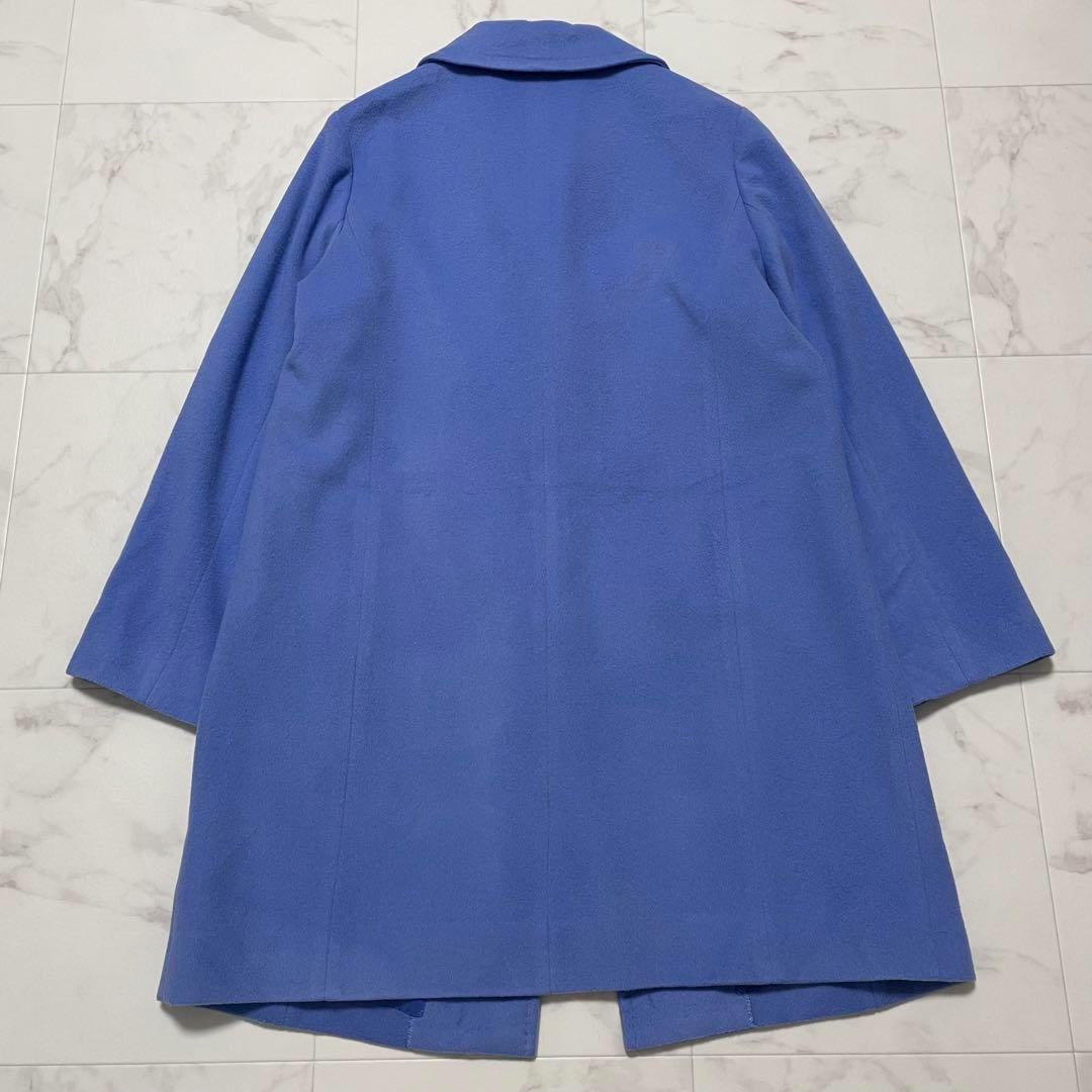 美品 レリアン ウールチェスターコート ミドル丈 ライトアウター ブルー 13+