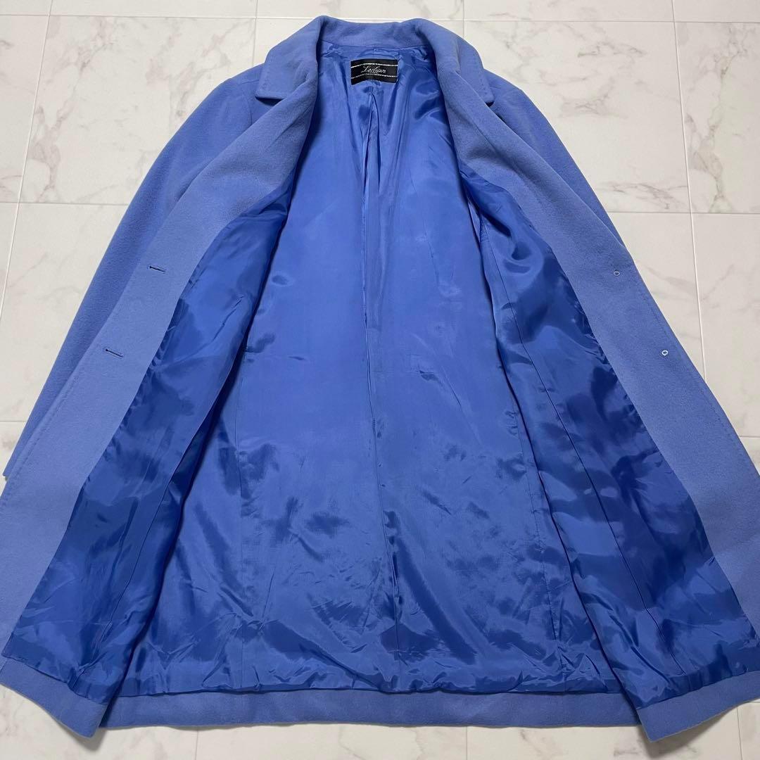 美品 レリアン ウールチェスターコート ミドル丈 ライトアウター ブルー 13+