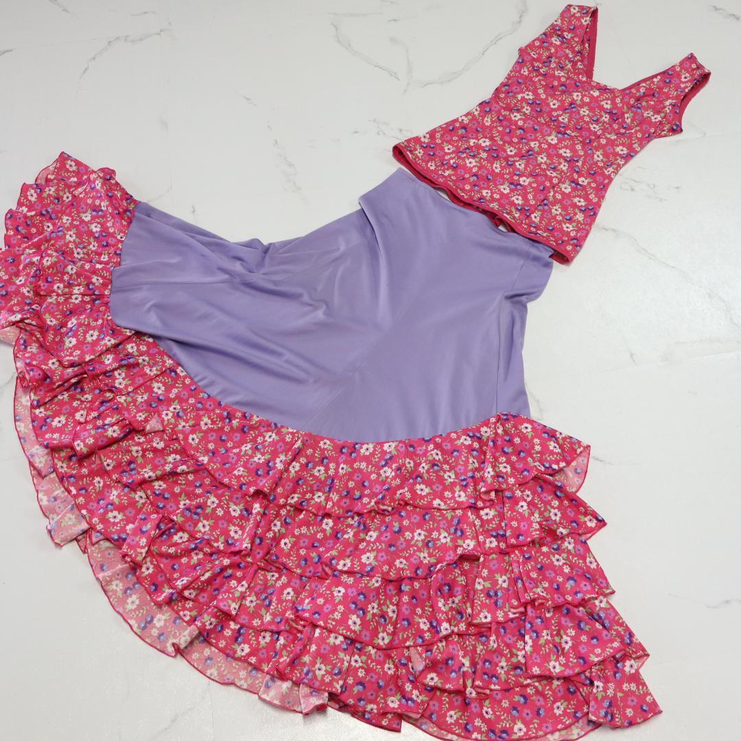 【美品 フラメンコ衣装】ラベンダー PACO OLEA ブラウス ファルダ