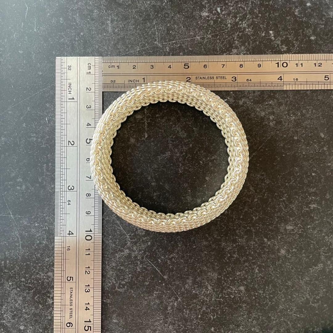 ティファニー 美品 サマセット メッシュ ワイド バングル SY4fe