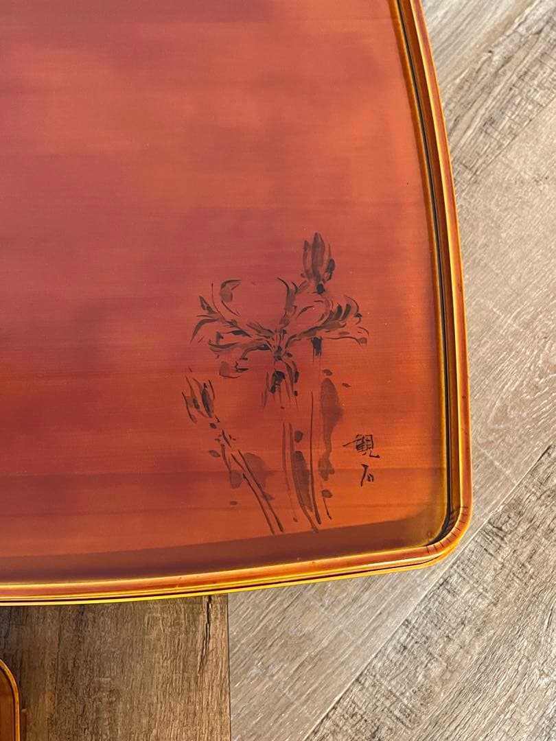 【ほぼ未使用 美品】飛騨 春慶塗 山野草会席膳 5客 共箱 茶懐石