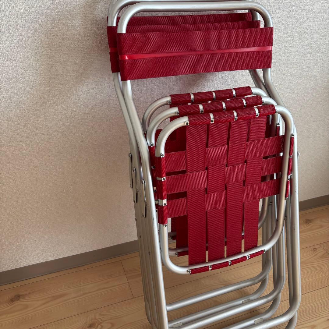 コカコーラ　 折りたたみチェア 赤　パイプイス　ヴィンテージ　3脚セッ