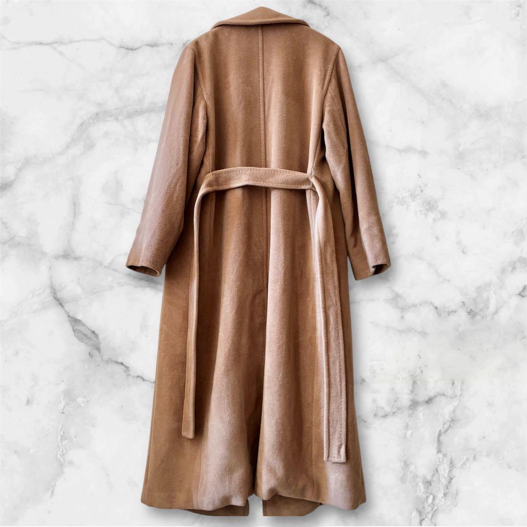 マックスマーラ 銀タグアンゴラ混ベルテッドコート マニュエラキャメル