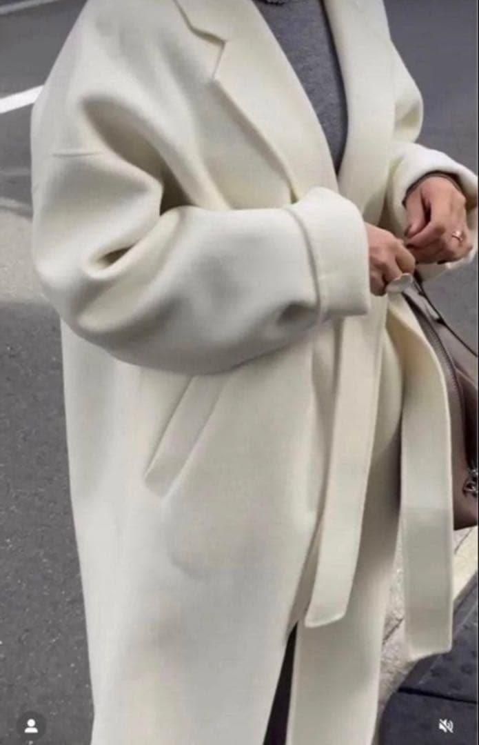 ナエ　nae. na.e ホワイト ロングコート　白　ベルト付