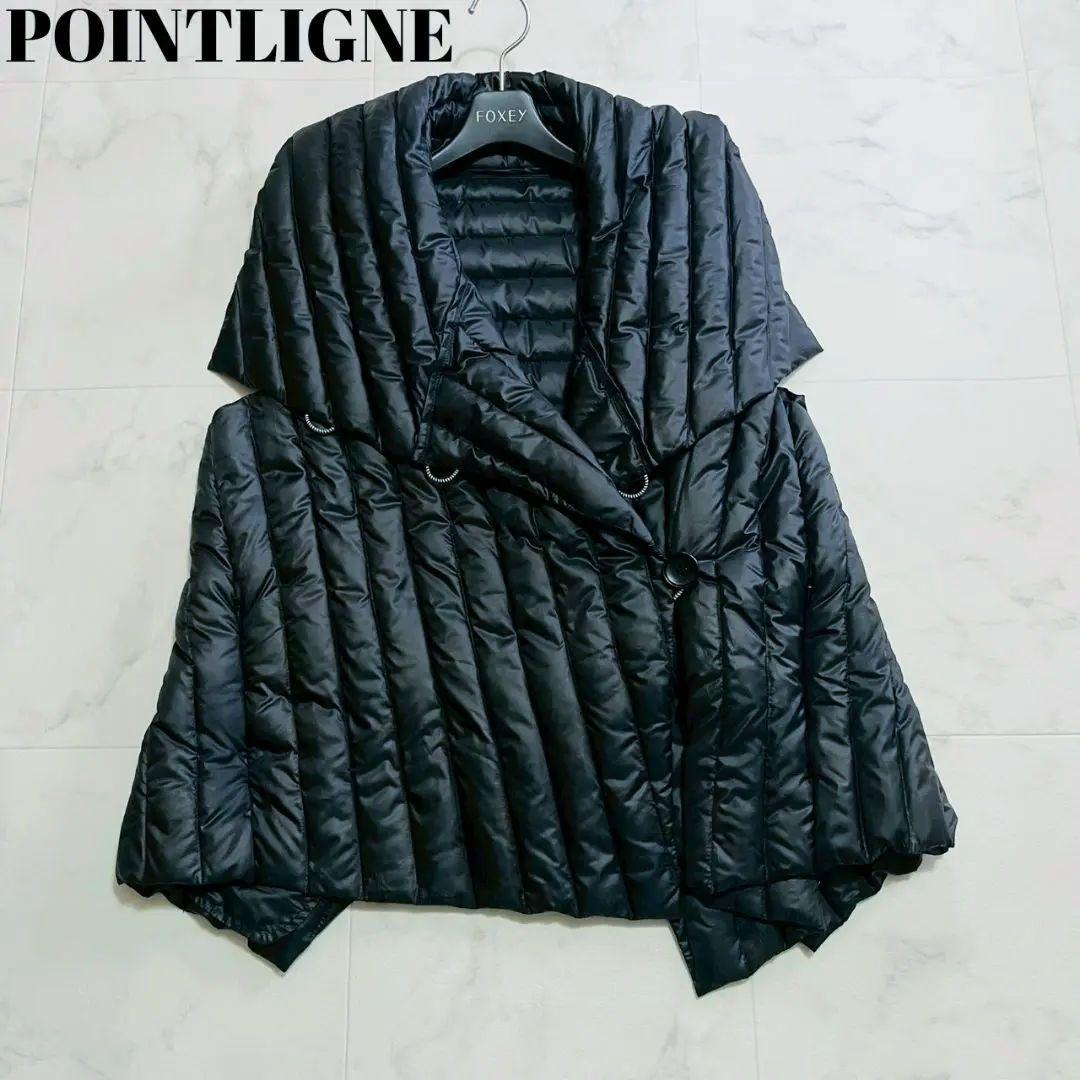 美品✨センソユニコ POINTLIGNE ダウンベスト ビッグカラー ブラック