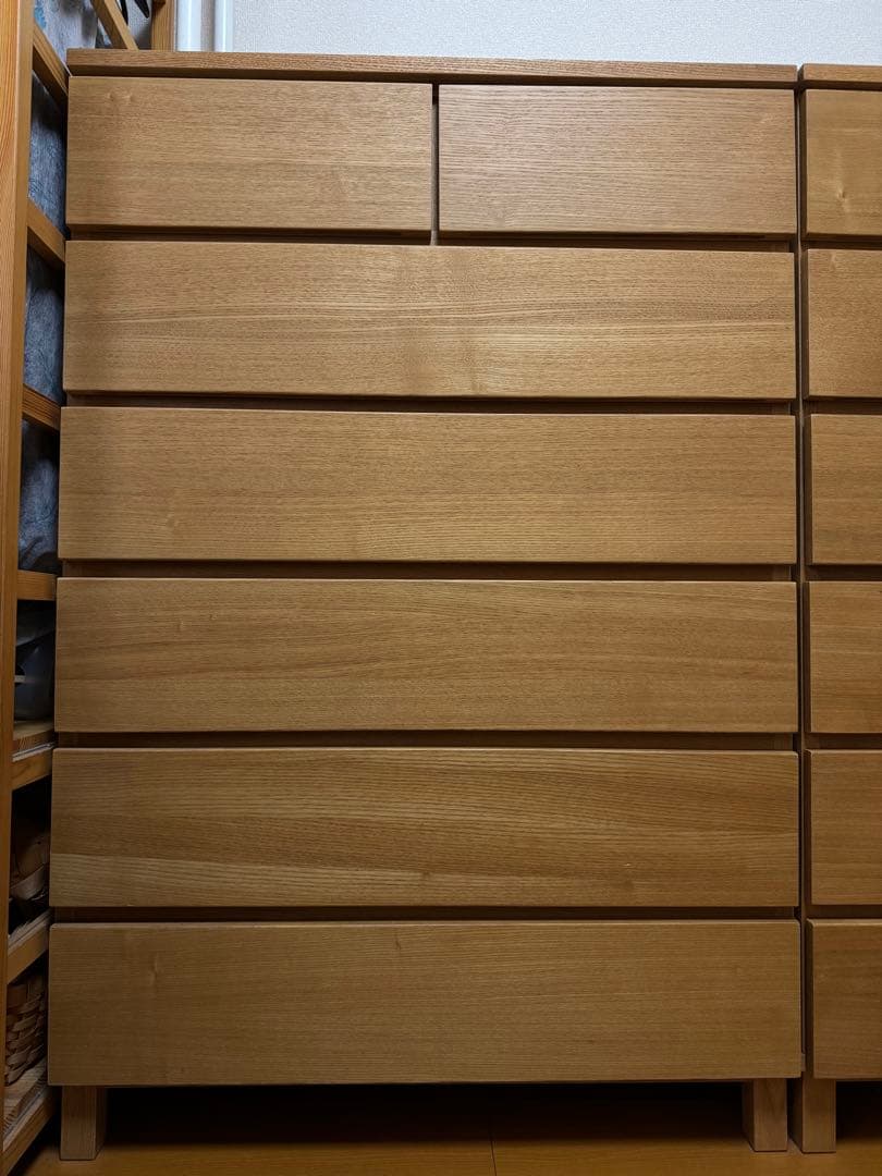 無印良品 タモ材 チェスト ６段 破損、汚れあり