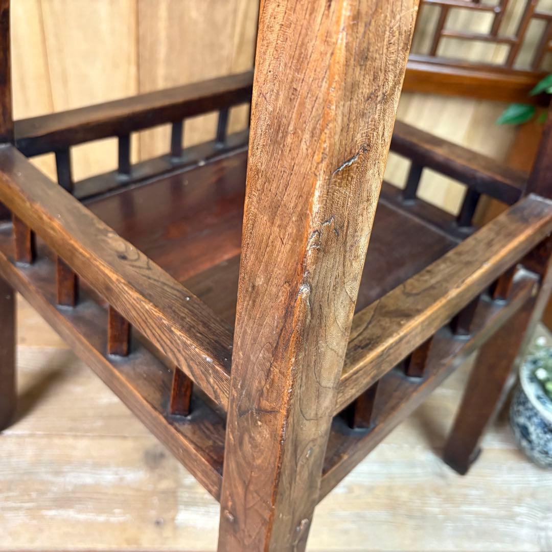 中国アンティークビンテージ年代物木製サイドテーブル飾り台ディスプレイ台花台置台