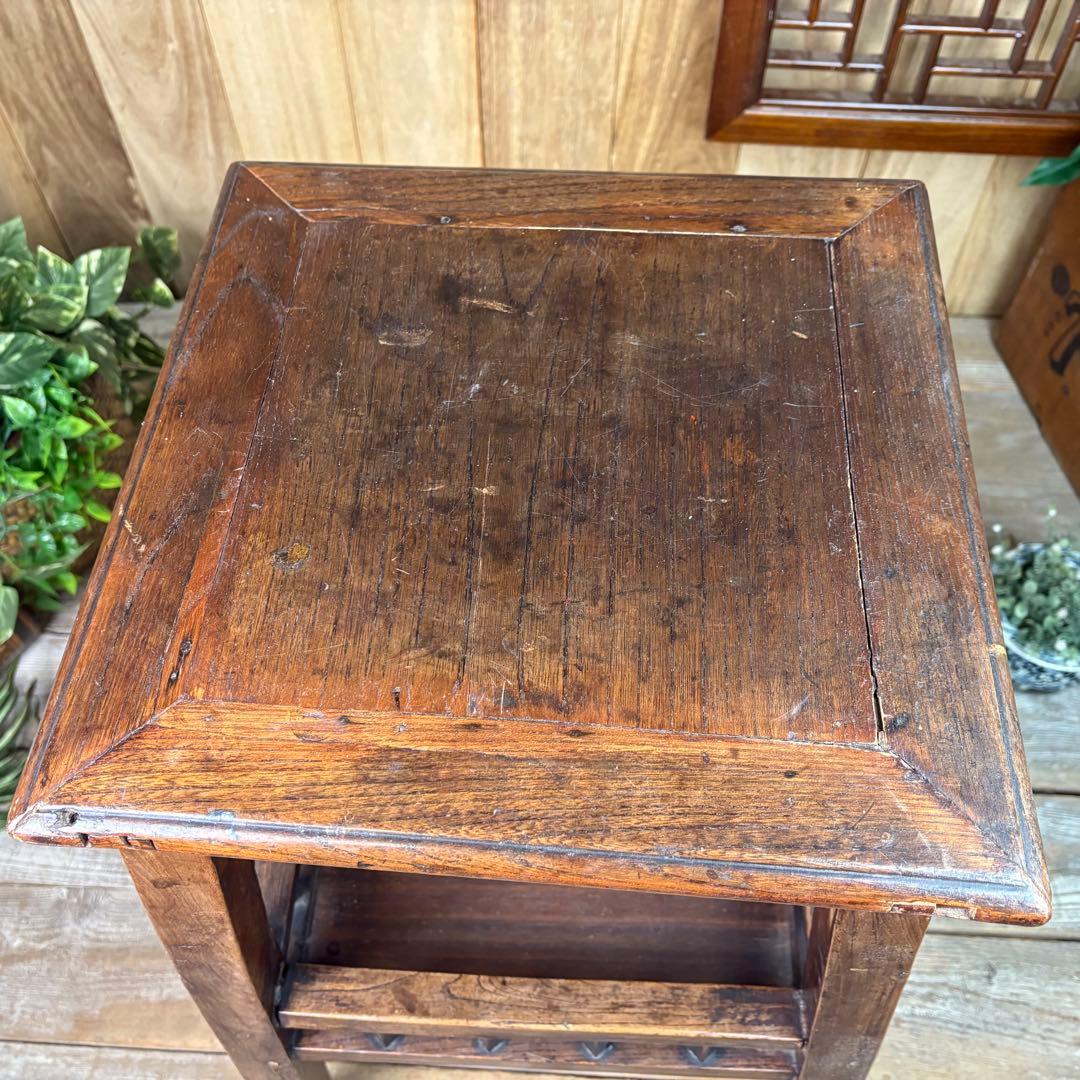 中国アンティークビンテージ年代物木製サイドテーブル飾り台ディスプレイ台花台置台