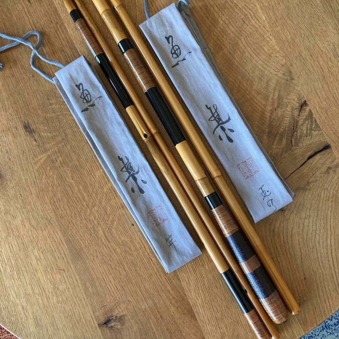 美品　竿掛け　玉の柄セット　魚集　胴漆済