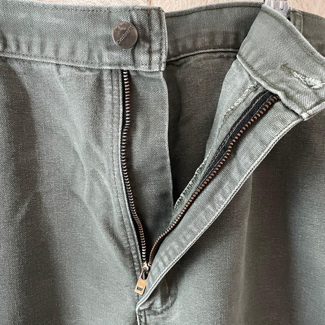 カーハート ペインターパンツ ダック地 革パッチ カーキ 42×32