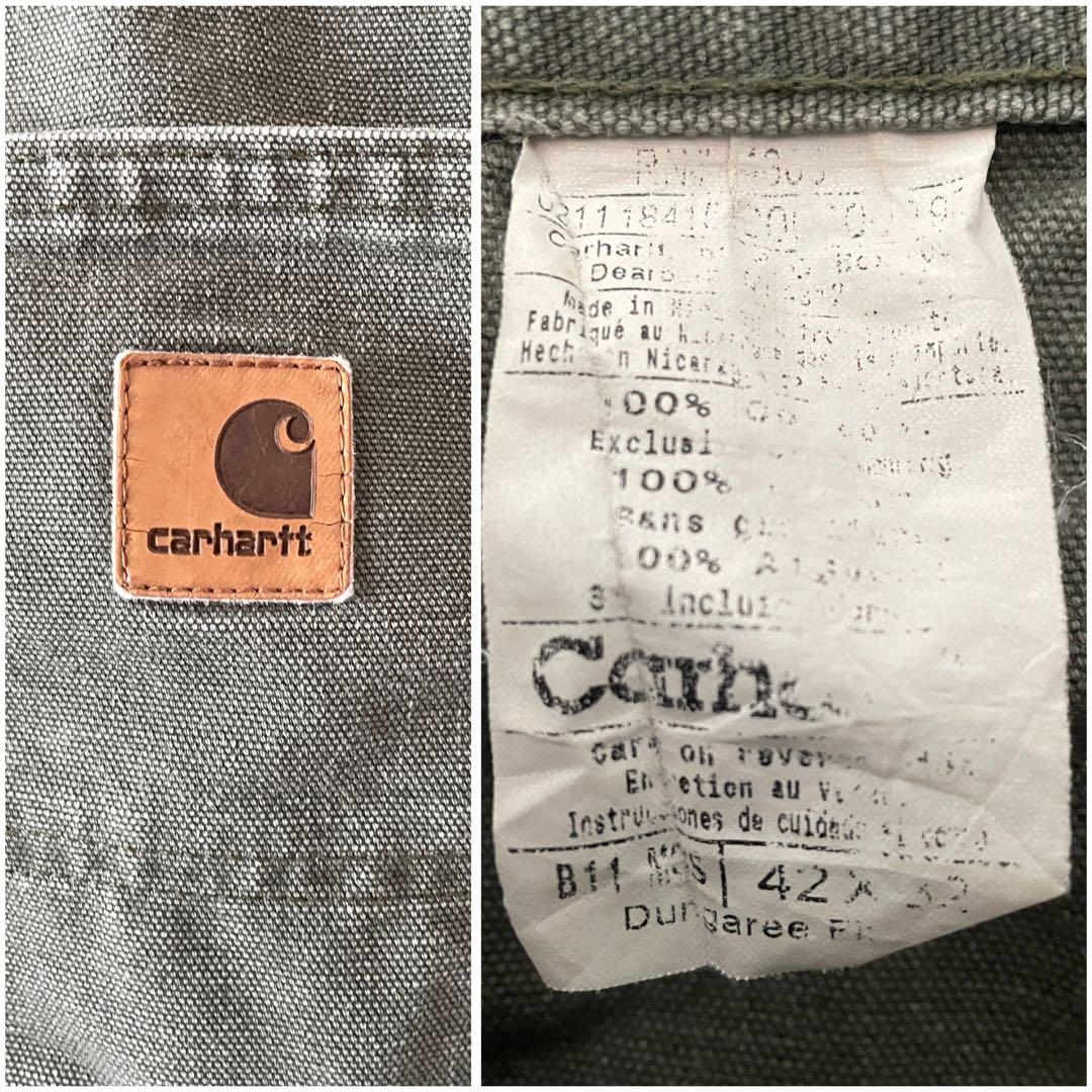 カーハート ペインターパンツ ダック地 革パッチ カーキ 42×32