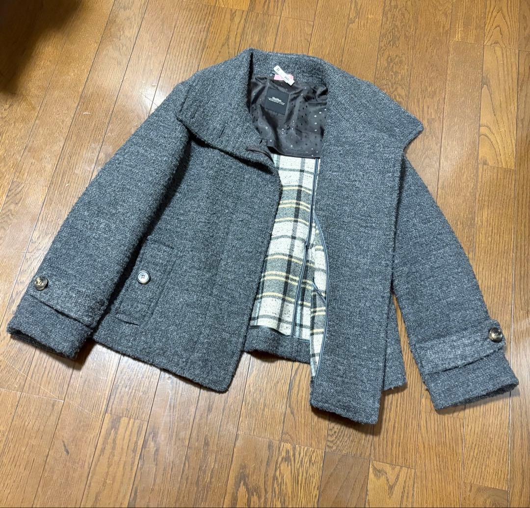 MaxMara WEEKEND グレーアルパカモヘヤ混　ショートコート　40