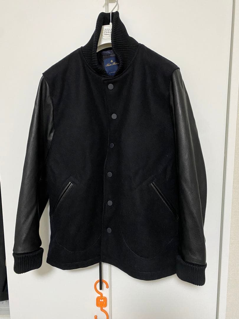 UK　ブルックスブラザーズ　ウールレザー スタジャン 黒　エディフィス別