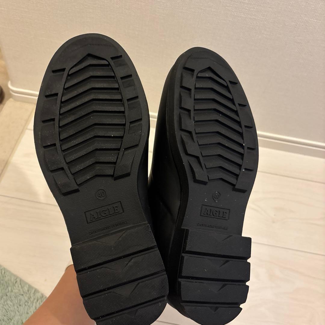 AIGLE ブラック カーヴィル2 サイドゴア レインブーツ 長靴