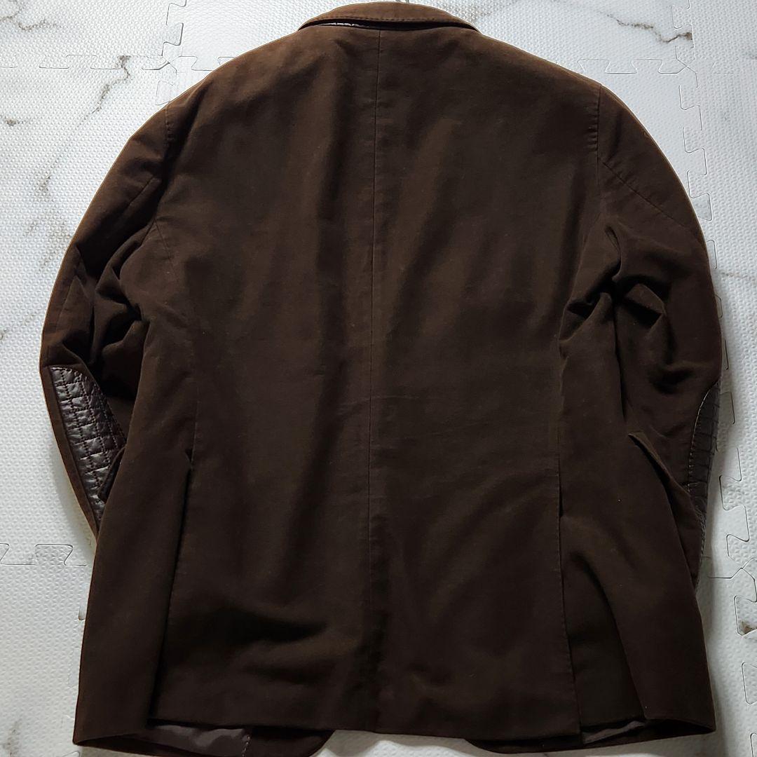 入手困難✨HUGO BOSS テーラードジャケット ラムレザー 切替 ブラウン