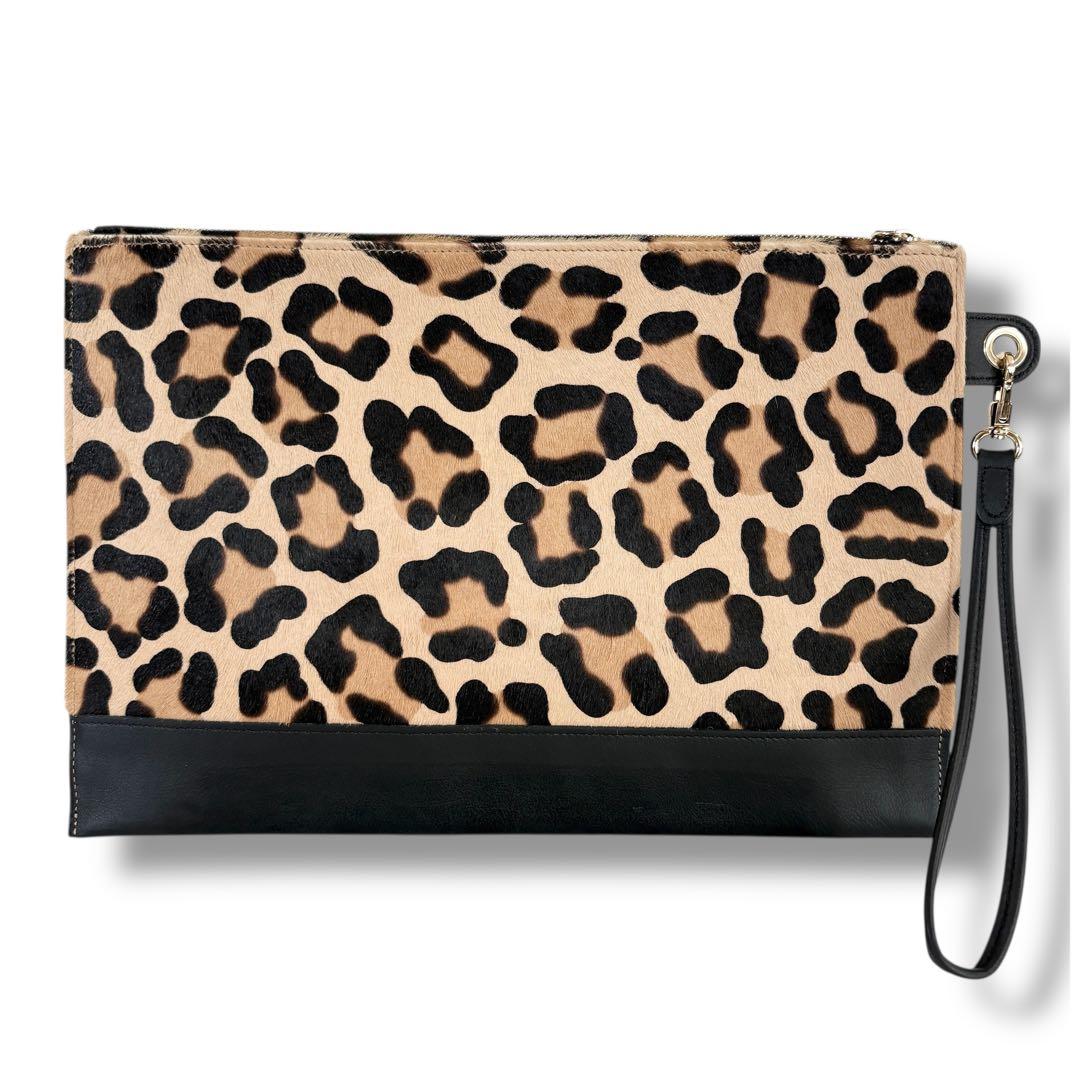 LONGCHAMP ロンシャン レオパード柄 ハラコ レザー クラッチ バッグ