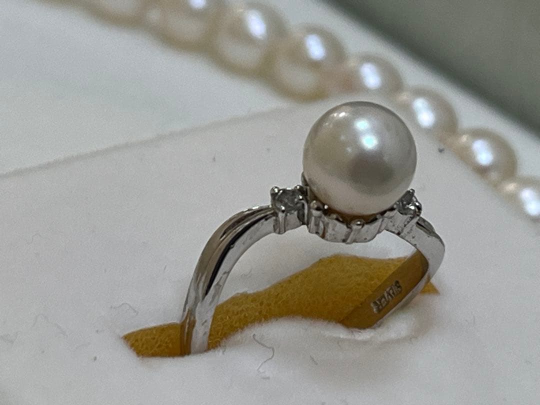 美品　本真珠　パール　ネックレス　イヤリング　指輪　リング　3点セット