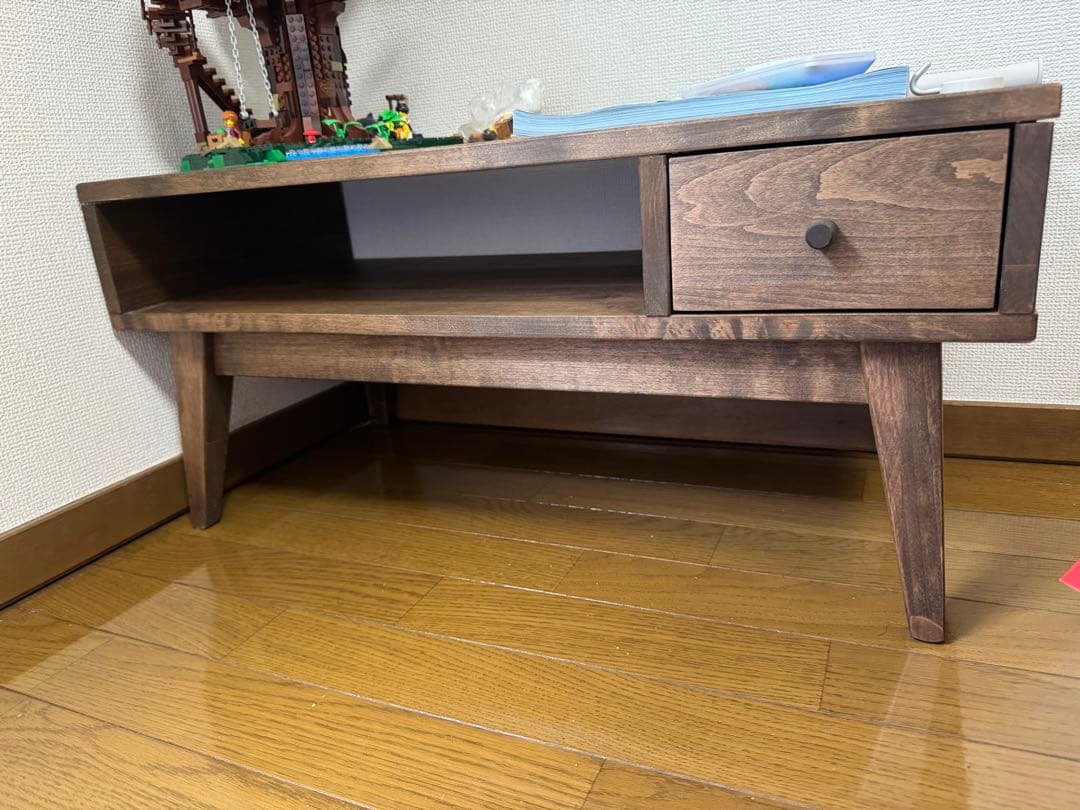 [ベルメゾン] ローボード テレビ台 天然木 アルダー材 ダークブラウン