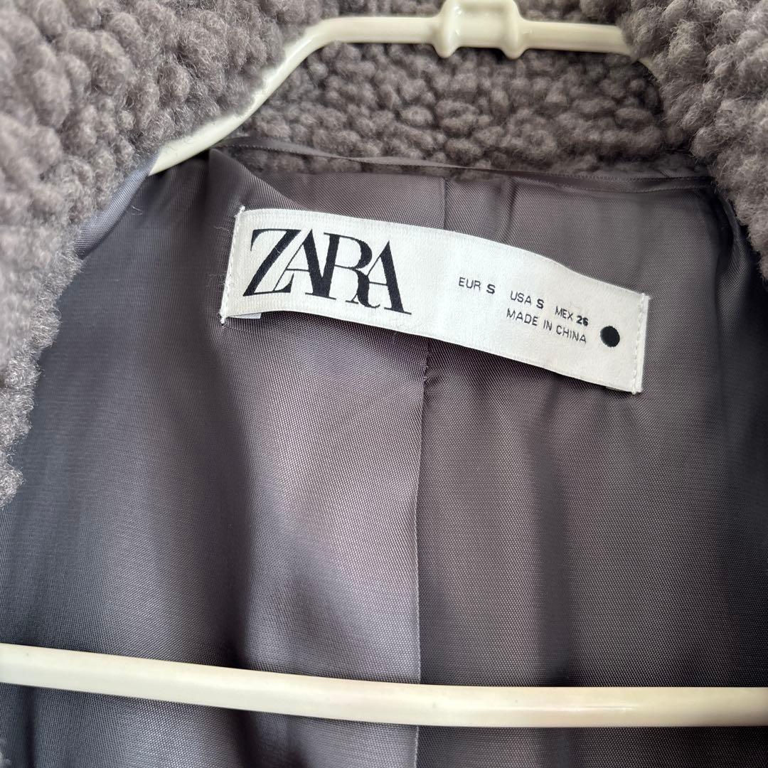 美品ZARAザラBASICボアコートロンググレー