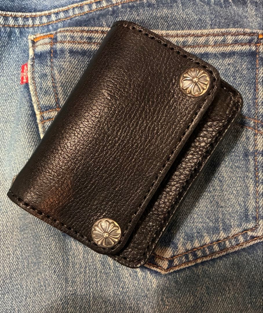 ミドルトラッカーウォレット　シルバー925クロスボール　国産シュリンク