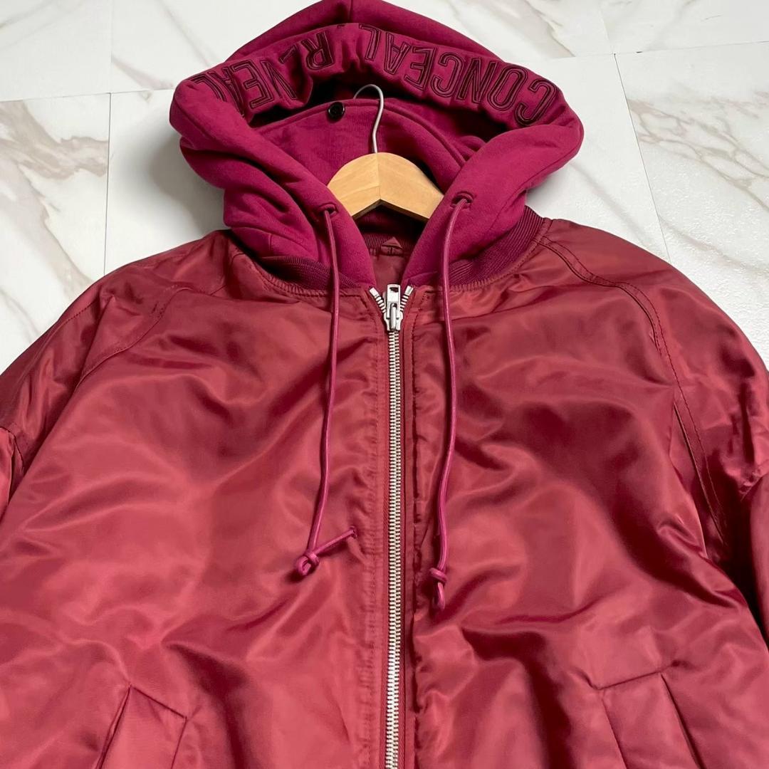 希少　Juun.J　レイヤード　ボンバージャケット　オーバーサイズ　フード　赤