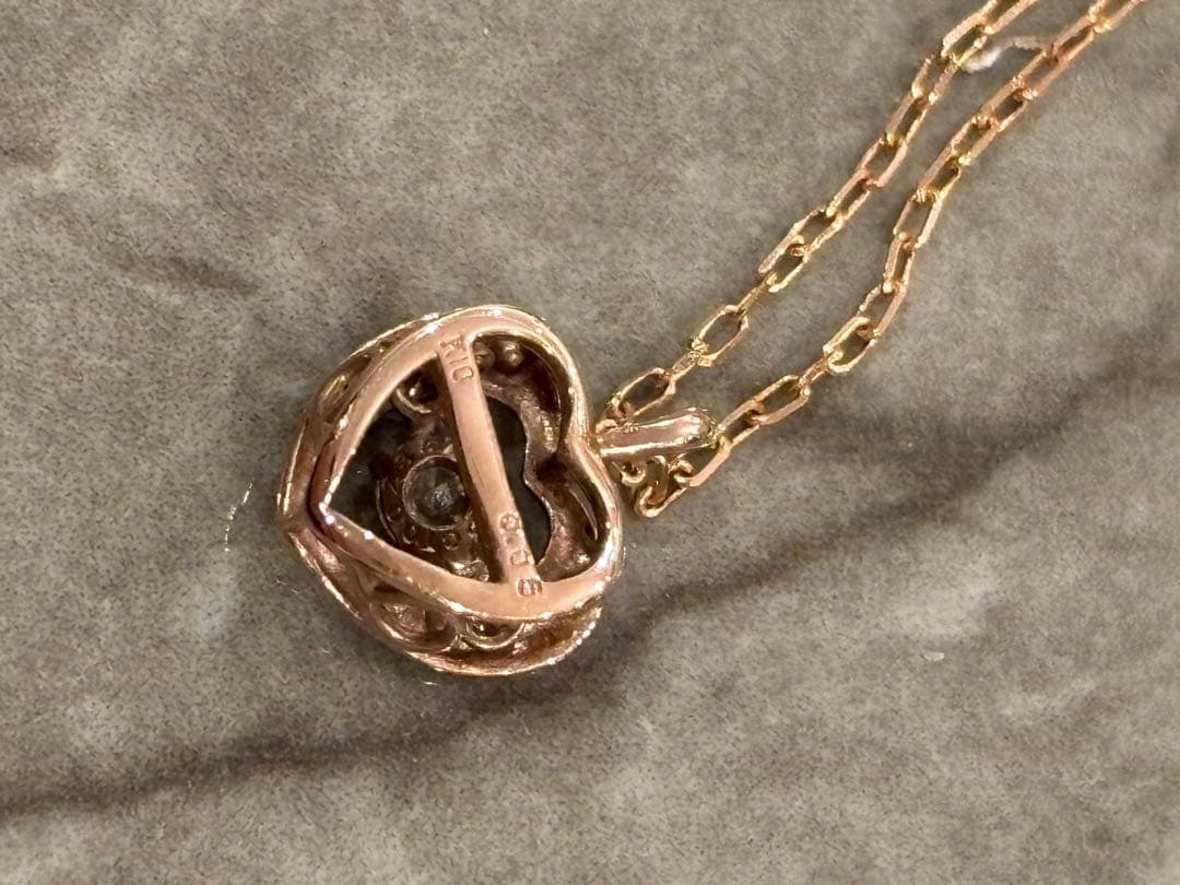 K10ピンクゴールド　0.06カラット　ダイヤモンド　ネックレス