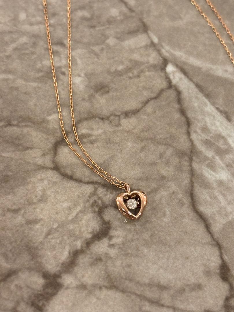 K10ピンクゴールド　0.06カラット　ダイヤモンド　ネックレス