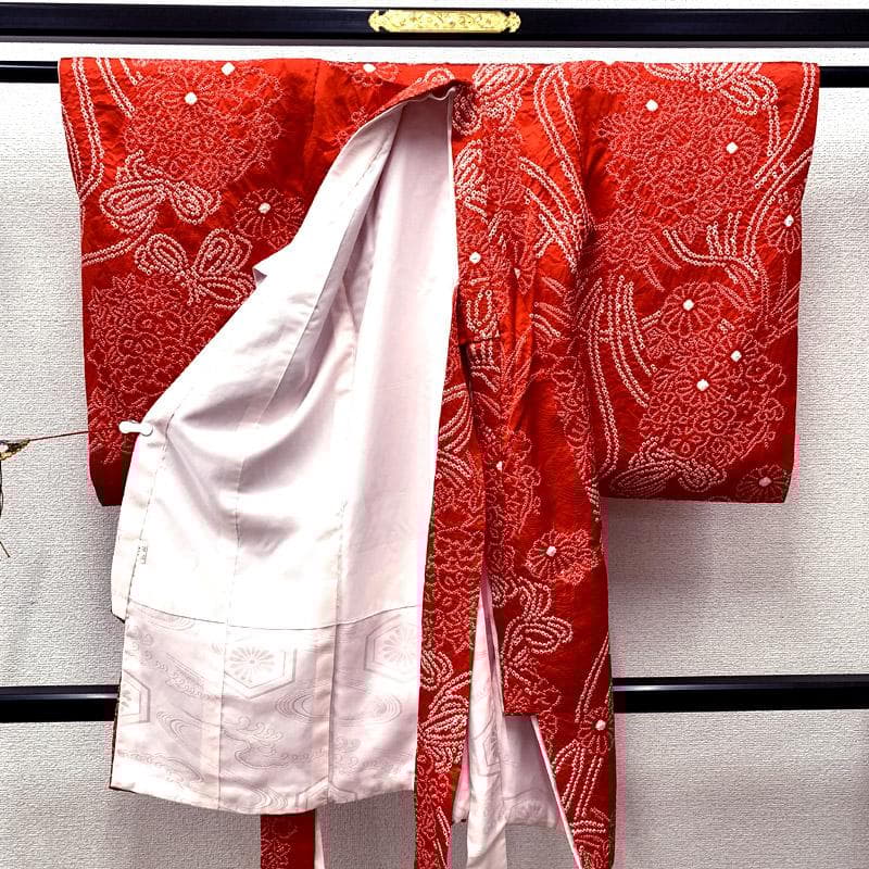 504ax56■お宮参り 女児 絞り染 祝着 産着 掛着 七五三にも■美品