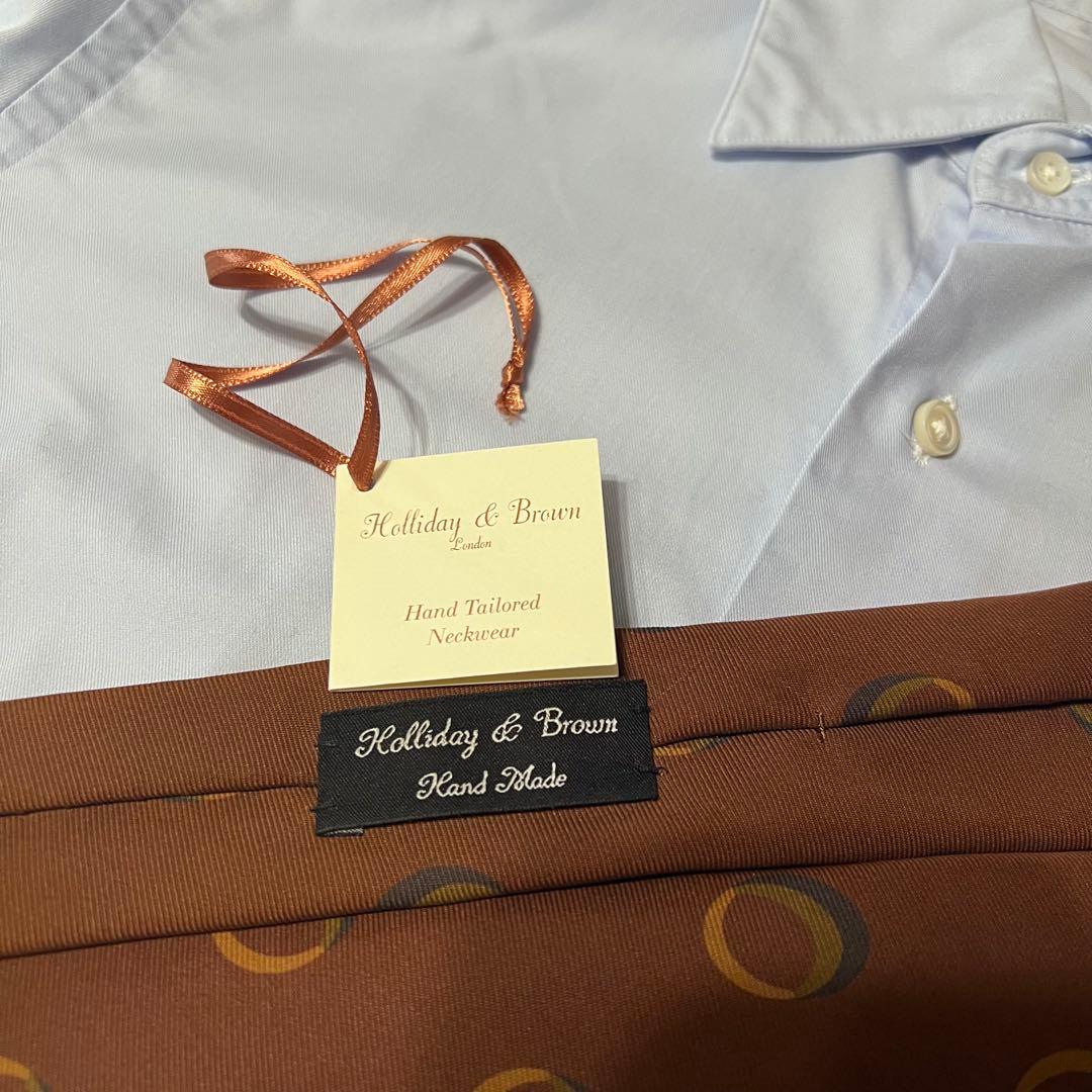 極美品 ホリデー＆ブラウン シルクタイ 小紋柄 ブラウン ビームスF