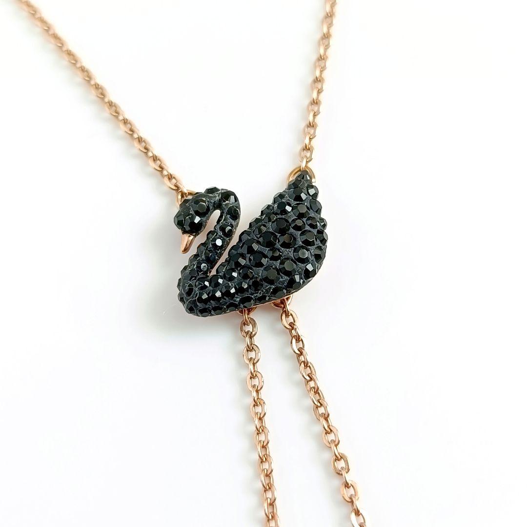 希少 スワロフスキー Y字 ネックレス スワン パール ゴールド 箱付き