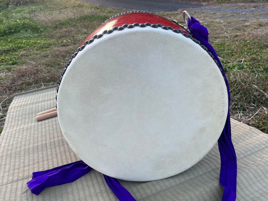 エイサー太鼓 大太鼓 本皮張り 40cm ケース付き 中古美品